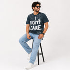 Men's “I Don’t Care” Graphic Printed Black T-Shirt-3