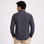 Men's Midnight Navy Vertical Stripe Premium Shirt-4