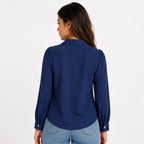 Women's Navy Blue V-Neck 3/4 Sleeve Top-2