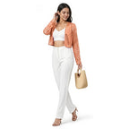 Blush Shimmer Textured Cropped Shrug-2