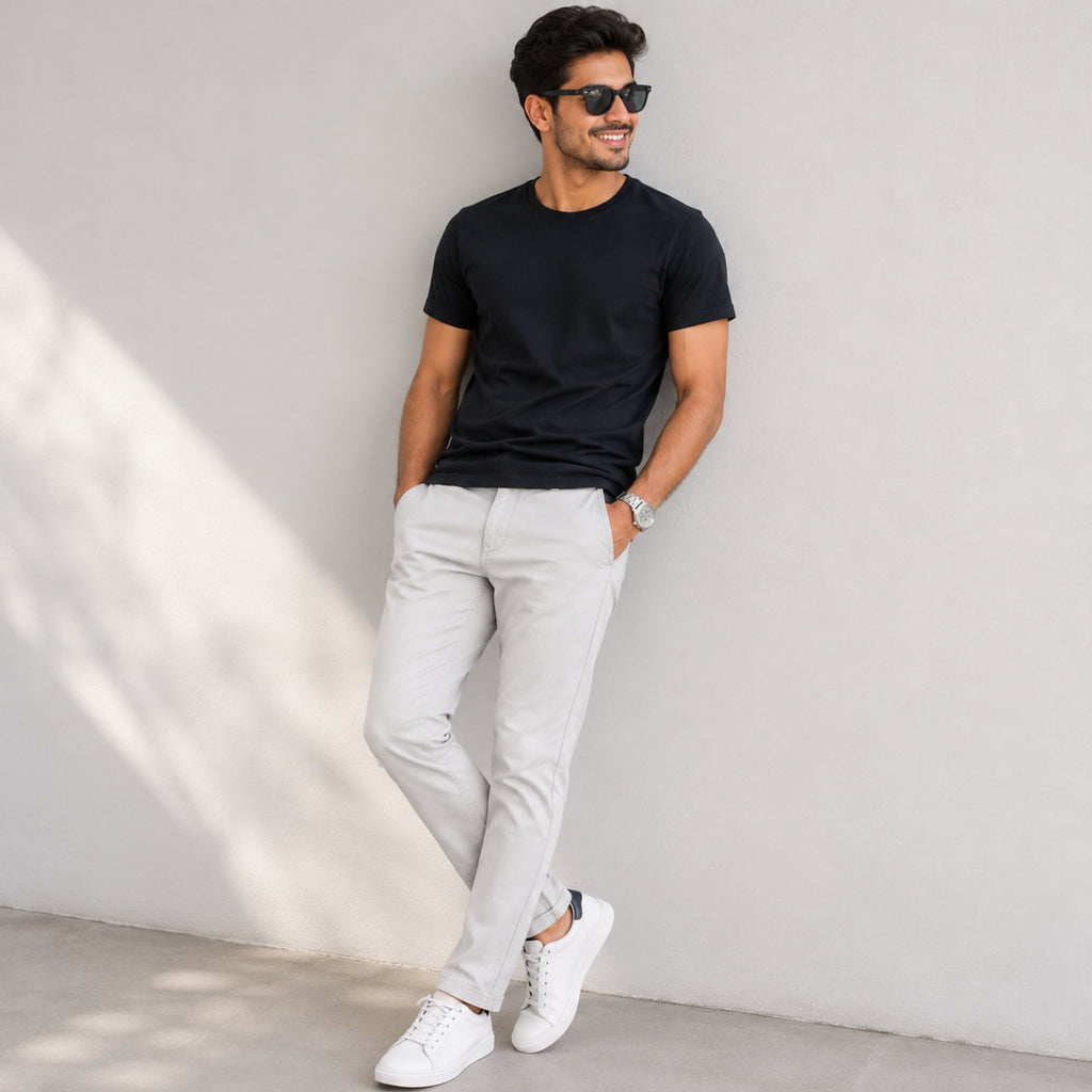 Men's Premium Off-White Slim Fit Formal Trousers-3