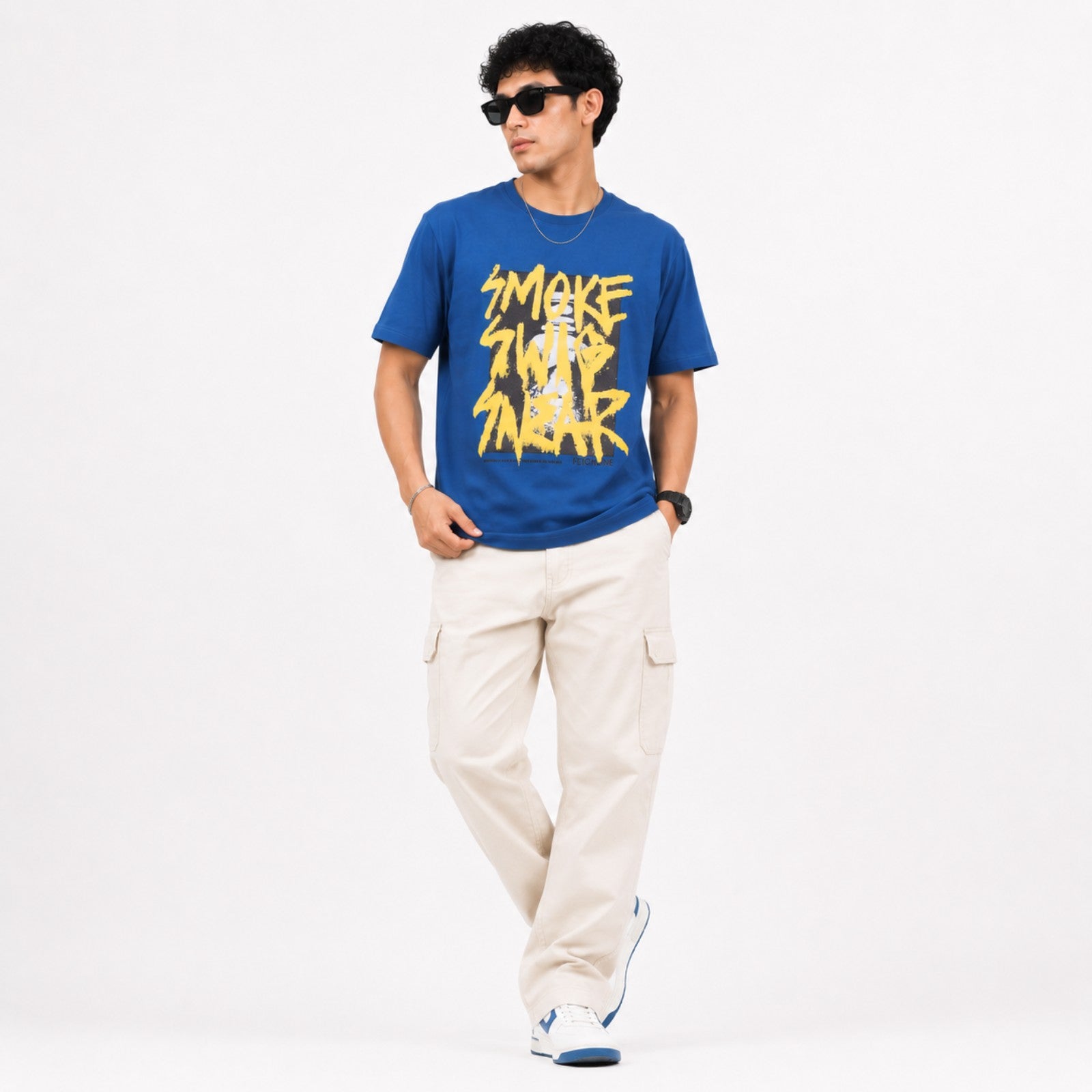 Men's Blue Graphic Oversized T-Shirt-1