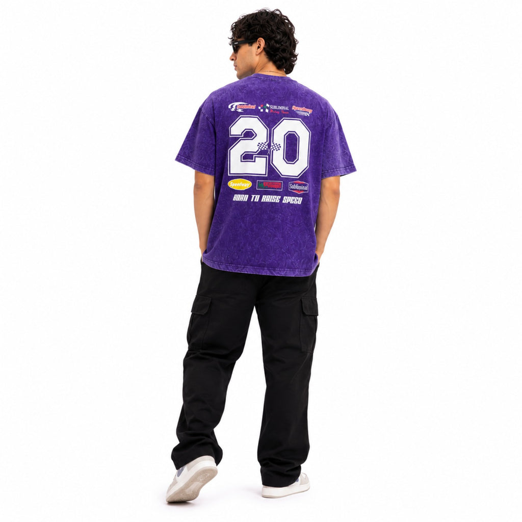 Men's Purple Vintage Wash Oversized Graphic T-Shirt-1