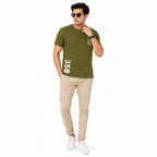 Men's Olive Green Typography Printed Slim Fit T-Shirt-1