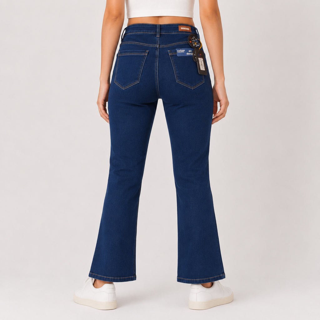 Women's Greenish Flared Denim Jeans-4