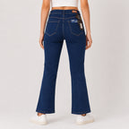 Women's Greenish Flared Denim Jeans-4