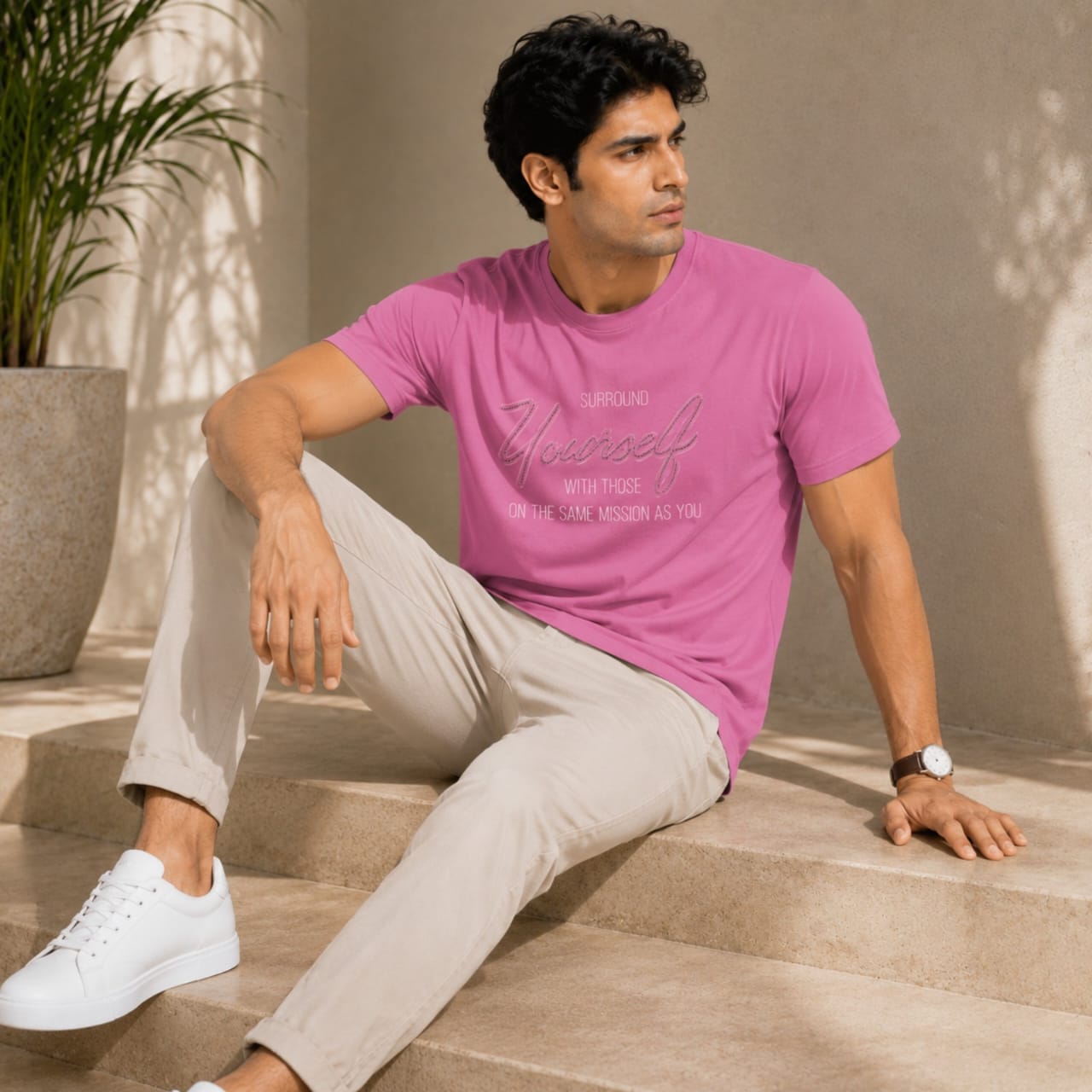 Men's Rosewood Typography Graphic Casual T-Shirt-3