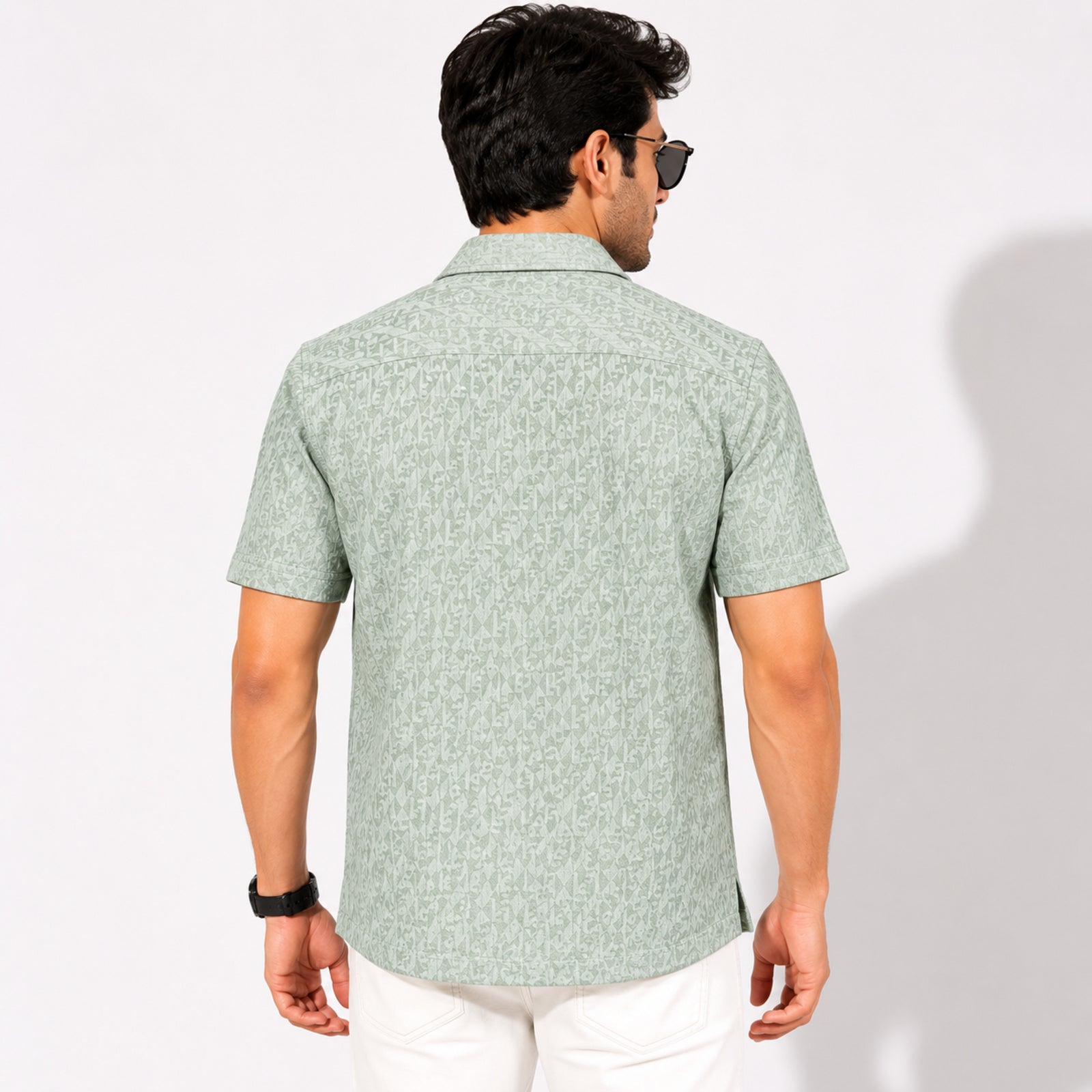 Men's Pista Green Textured Co-ord Set-3