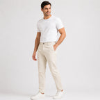 Men's Ivory Cream Regular Fit Formal Trousers-2