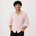 Men's Peach Textured Casual Cotton Shirt-2