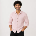 Men's Peach Textured Casual Cotton Shirt-2