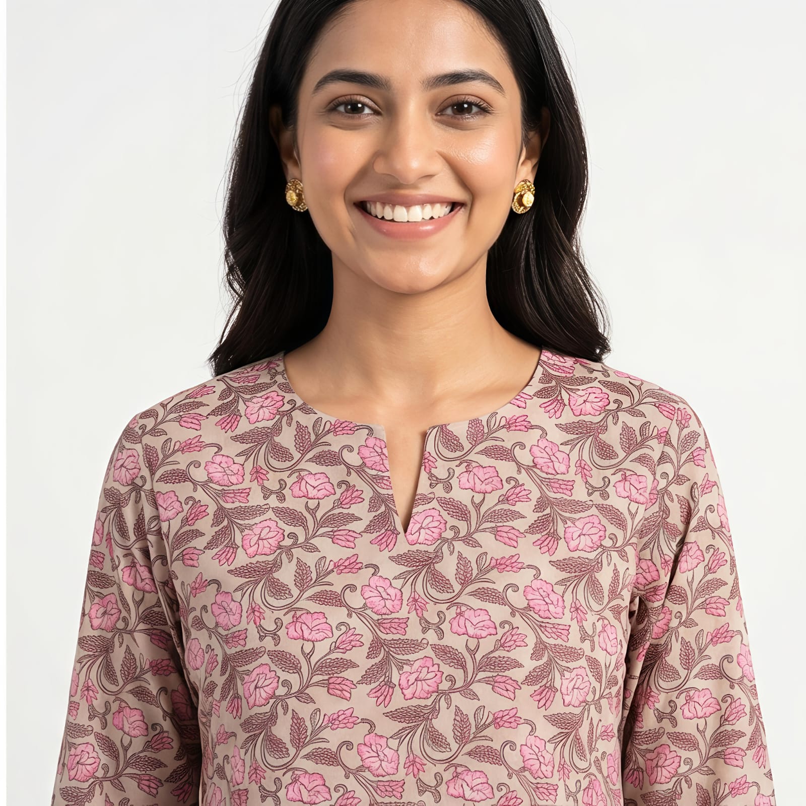 Women's Blush Pink Printed Kurta Pant Set-2