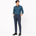 Men's Teal Micro Stripe Formal Shirt | Smart Tailored Office Wear Shirt-1