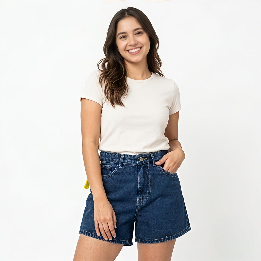 Women's Classic Blue Denim Shorts-3