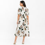 Women's Elegant Floral Print Midi Dress-2