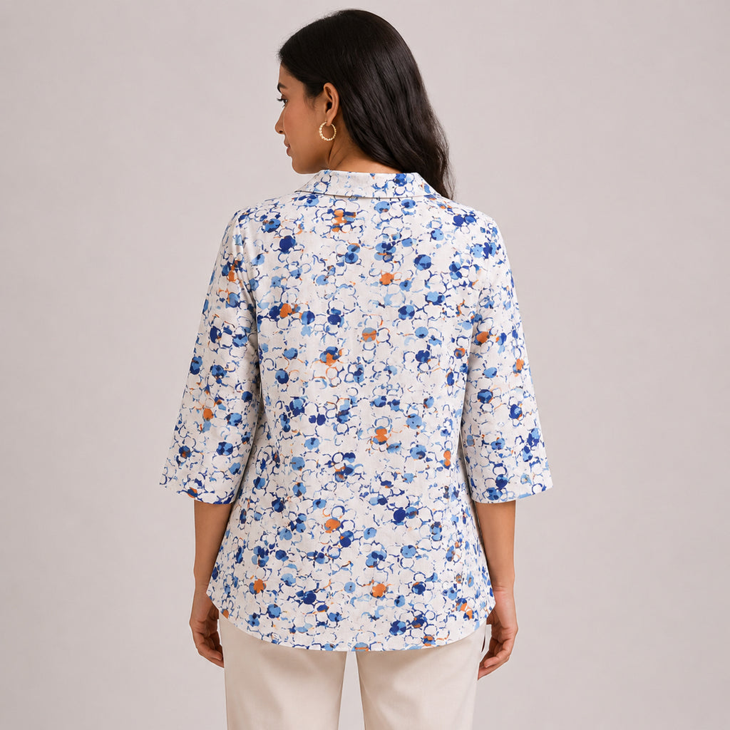 Women's Vibrant Abstract Speckled Flare Tunic Top-4