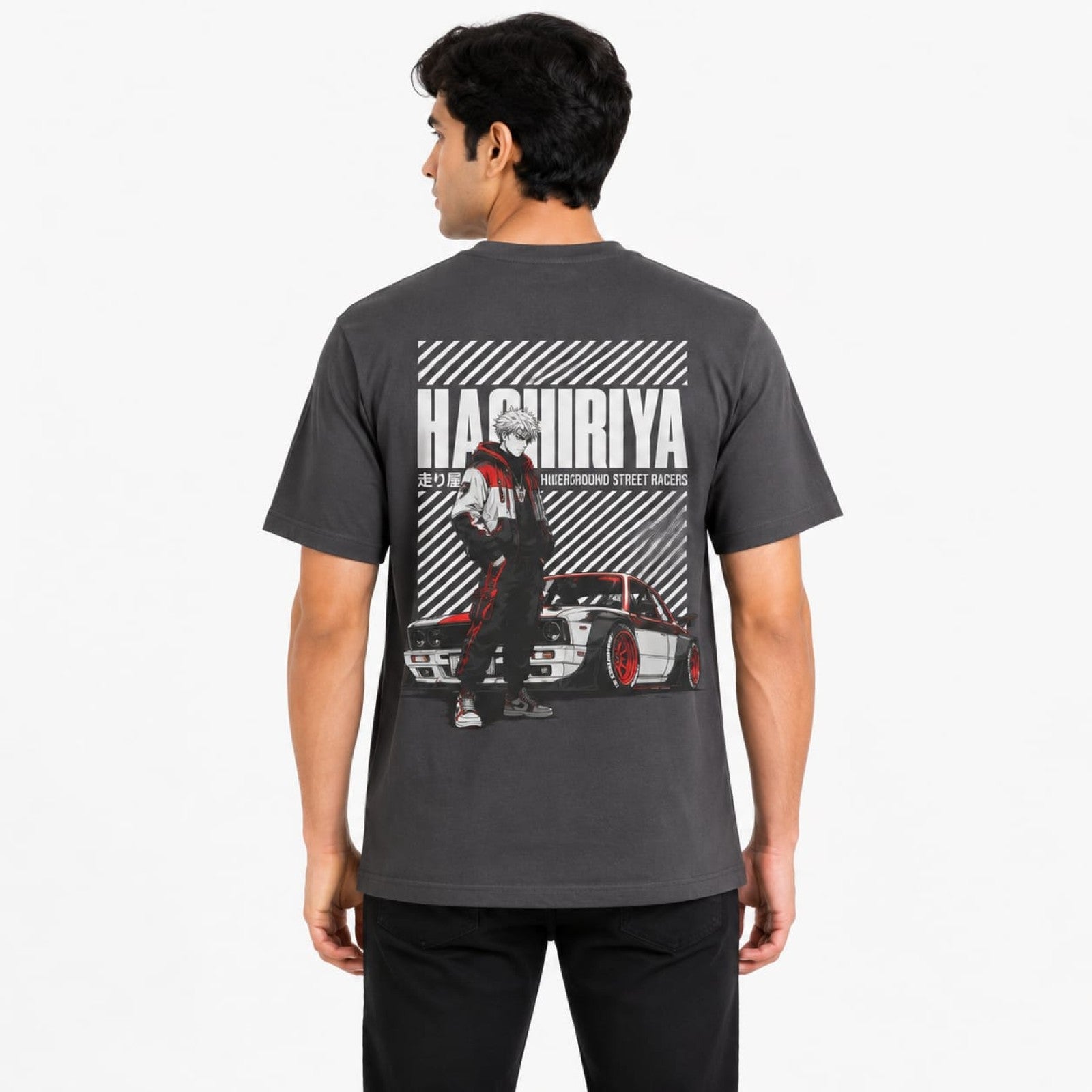 Men's Grey Abstract Wakeup Graphic Crew Neck T-Shirt-4