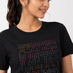 Women's Black Studded Casual Top-4