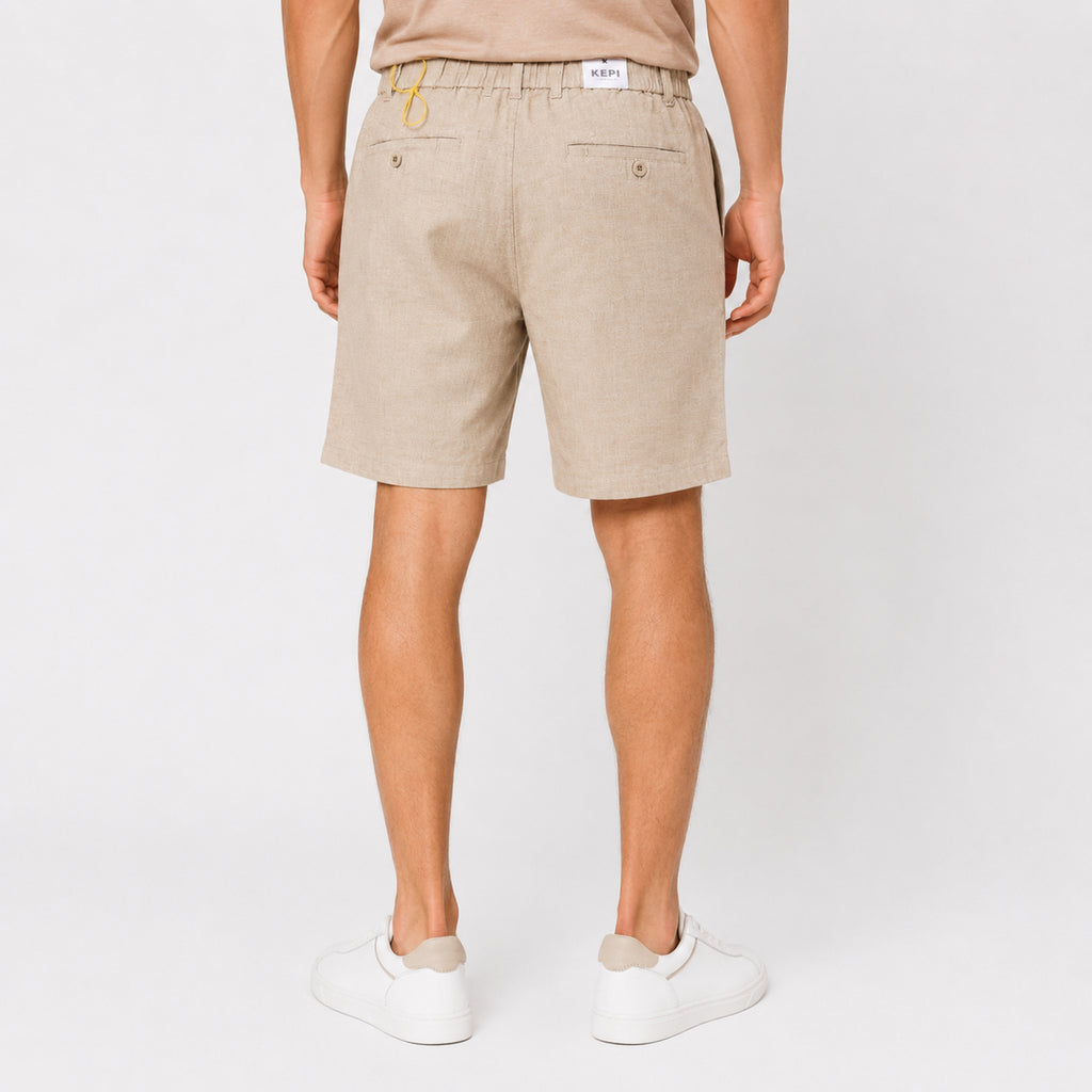Men's Beige Drawstring Casual Shorts-2