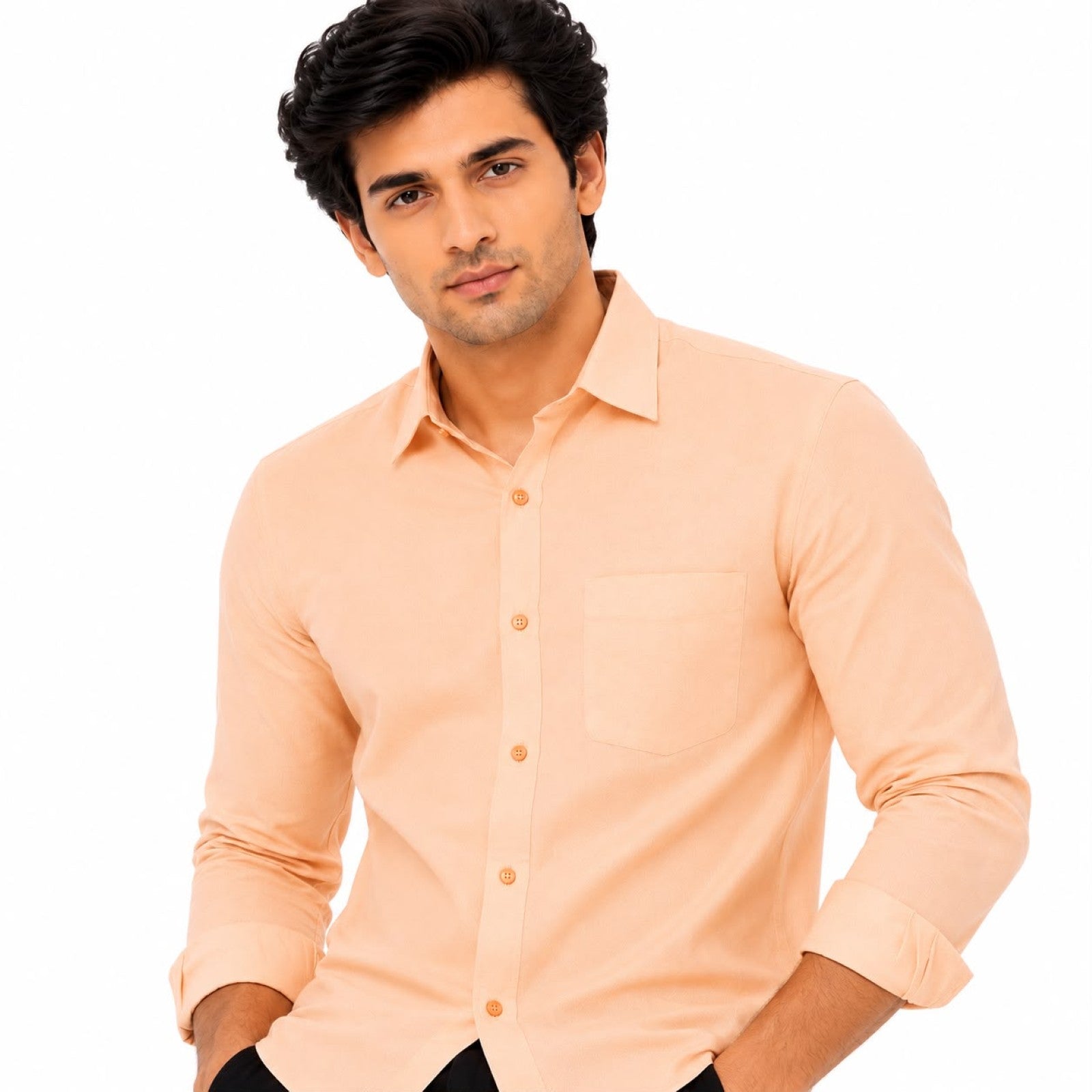 Men's Sunset Peach Essential Formal Shirt-1