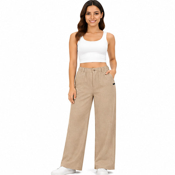 Women’s Beige Wide Leg Trousers -1