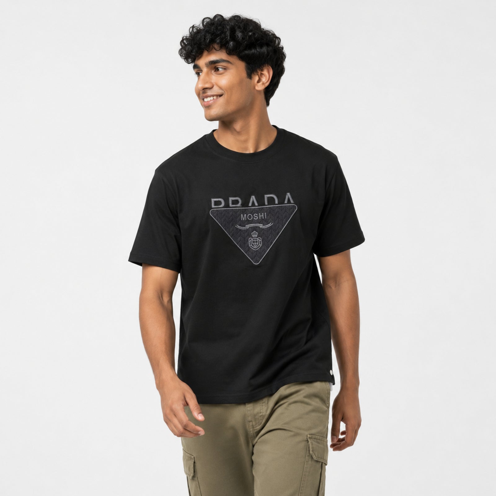 Men's Black Oversized Graphic Print T-Shirt-4