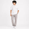 Men's White Minimal Printed Oversized T-Shirt-3