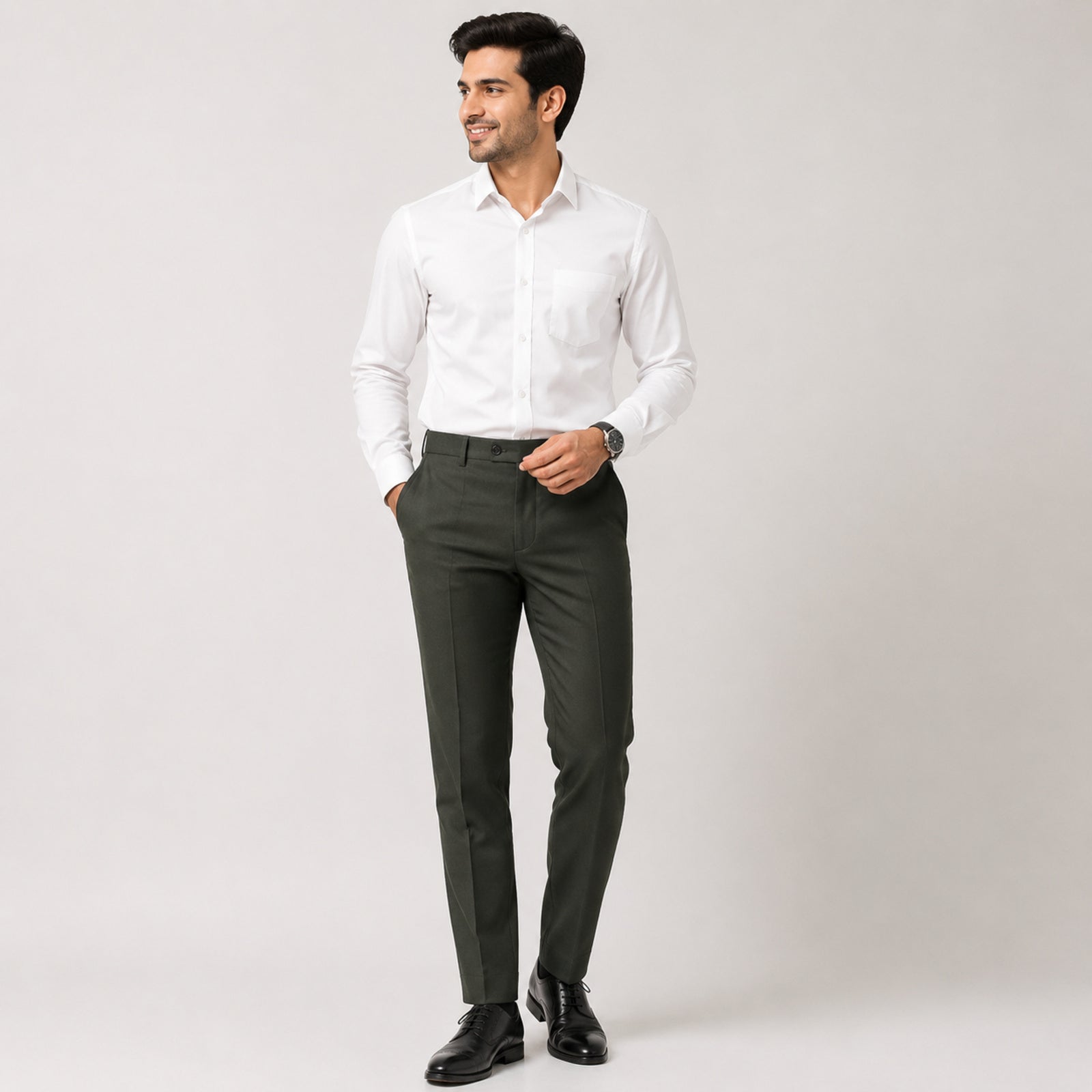 Men's Royal Olive Tailored Premium Formal Trousers-1