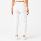 Women's Pristine White Textured Pinstripe Cropped Trousers-4
