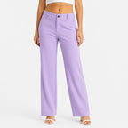 Women's Purple Straight Fit Formal Trousers-3