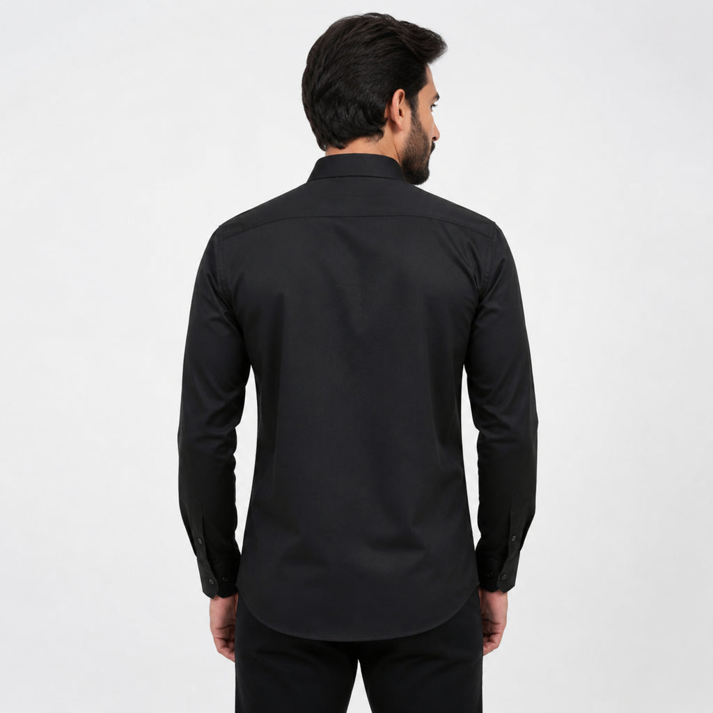 Men's Black Premium Abstract Printed Slim Fit Formal Shirt-3