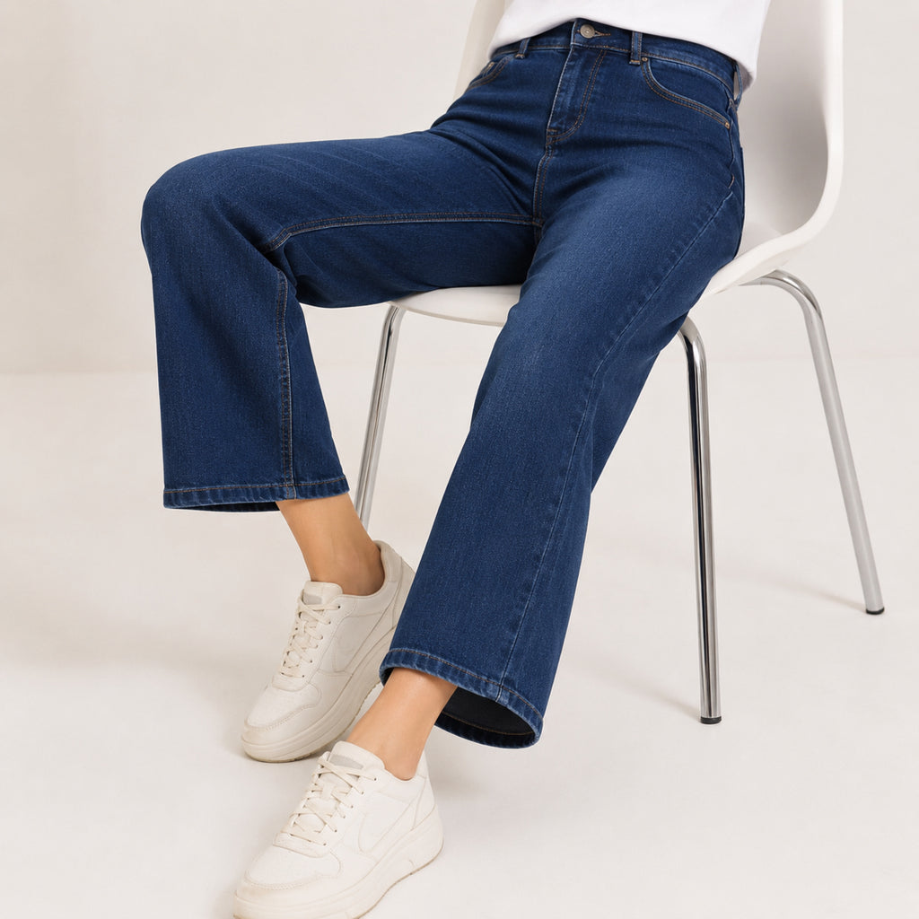 Women's Blue Straight Fit Denim Jeans-1