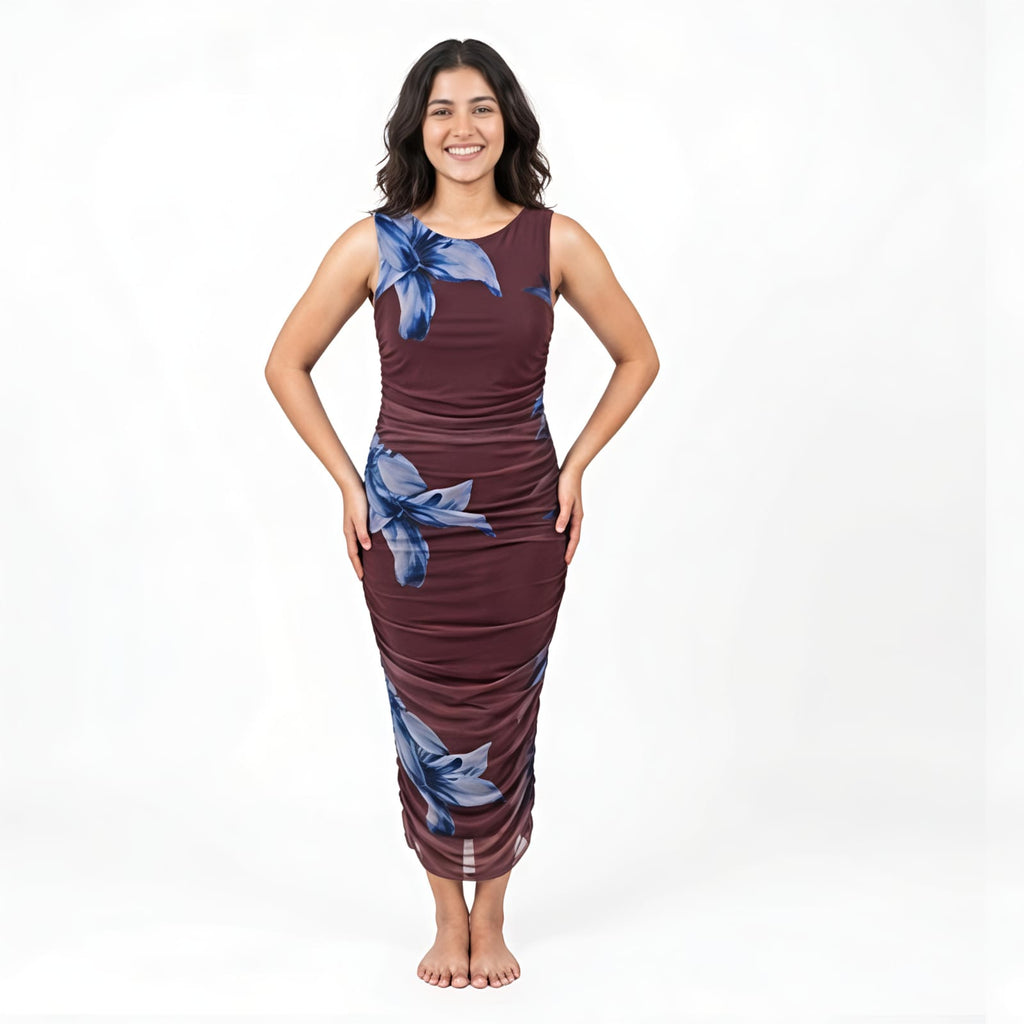 Midnight Bloom Bodycon Midi Dress-1