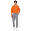 Men's Light Grey Pleated Slim Fit Trousers | Smart Casual Tailored Pants-1