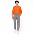 Men's Light Grey Pleated Slim Fit Trousers | Smart Casual Tailored Pants-1
