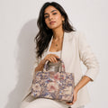 Women's Cream Floral Printed Mini Tote Handbag-1