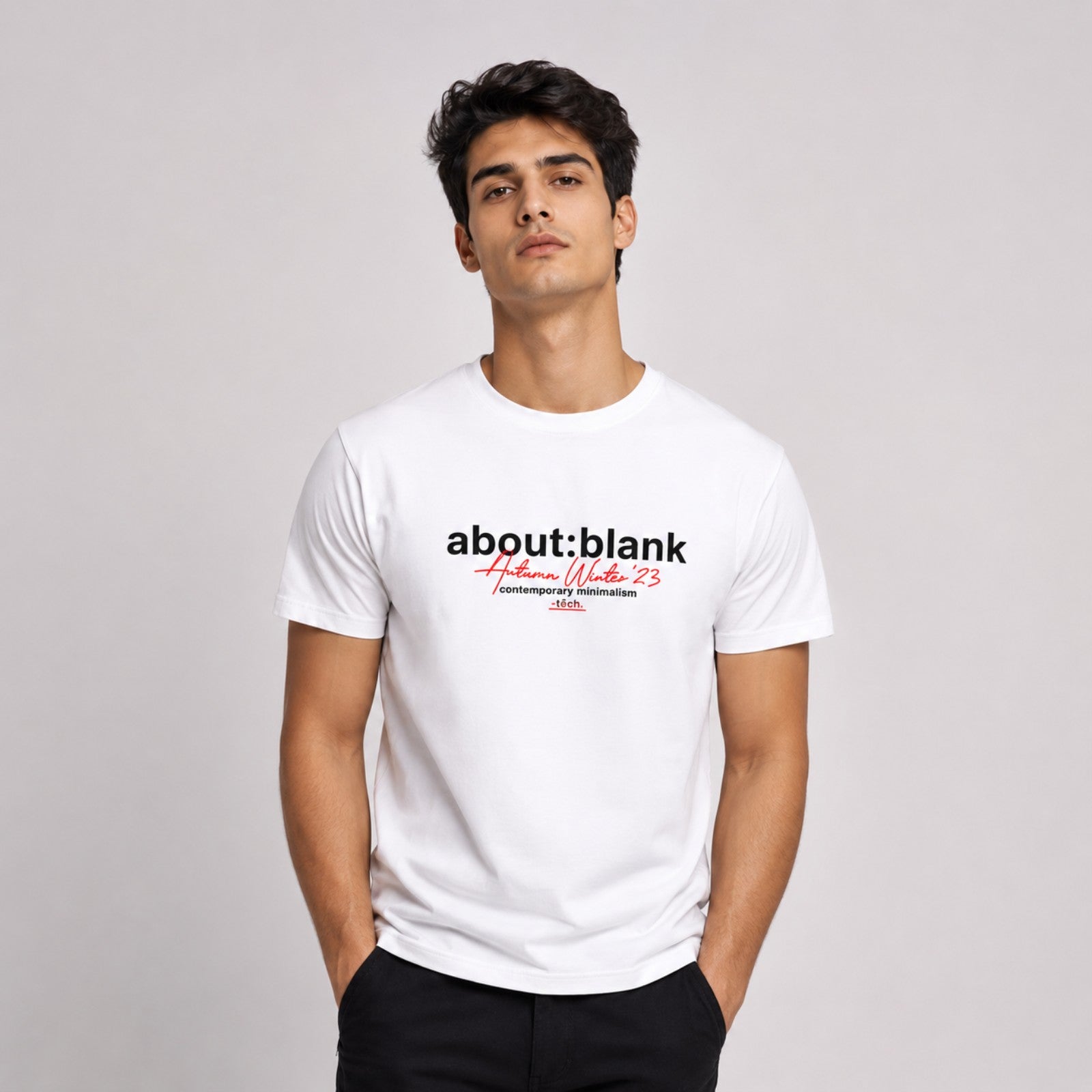 Men's Minimal White Typography Graphic T-Shirt-4
