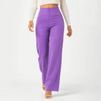 Women's Purple High-Rise Wide Leg Pants-1