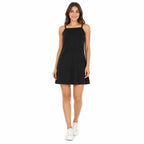 Women's Black Sleeveless Square Neck A-Line Mini Dress-2