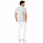 Men's Light Grey Textured Polo T-Shirt-4