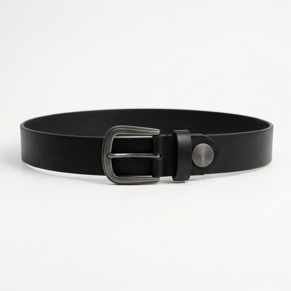 Women’s Elegant Premium Black Genuine Leather Belt with Statement Gold-Tone Buckle-1