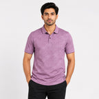 Men's Pink Textured Polo T-Shirt-4