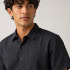 Men's Navy Blue Solid Half Sleeve Casual Shirt-3