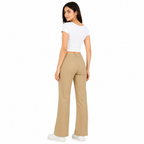 Women's Khaki High-Waist Wide Leg Casual Trousers-3