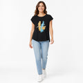 Women's Black Graphic Printed Casual T-Shirt | Live Your Potential Round Neck Tee-1