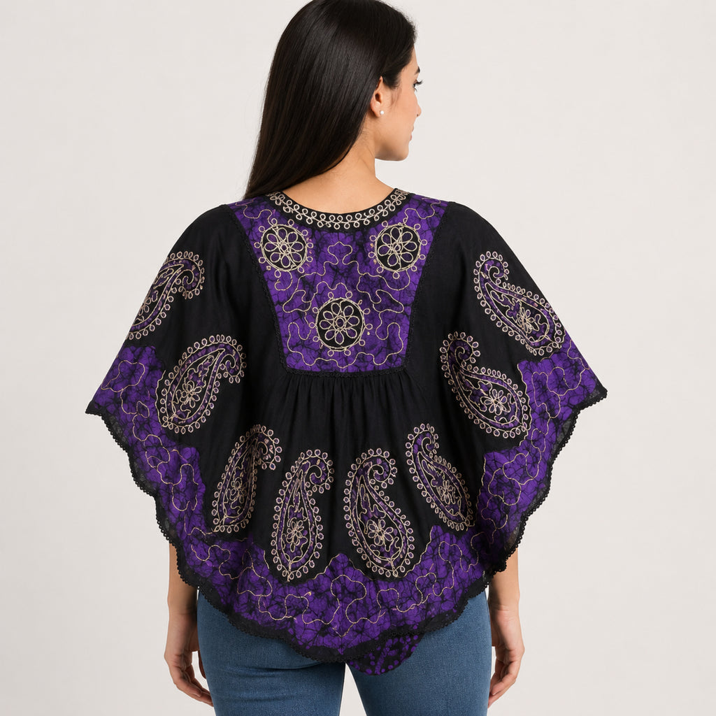 Women’s Black Paisley Print Kaftan Top-3