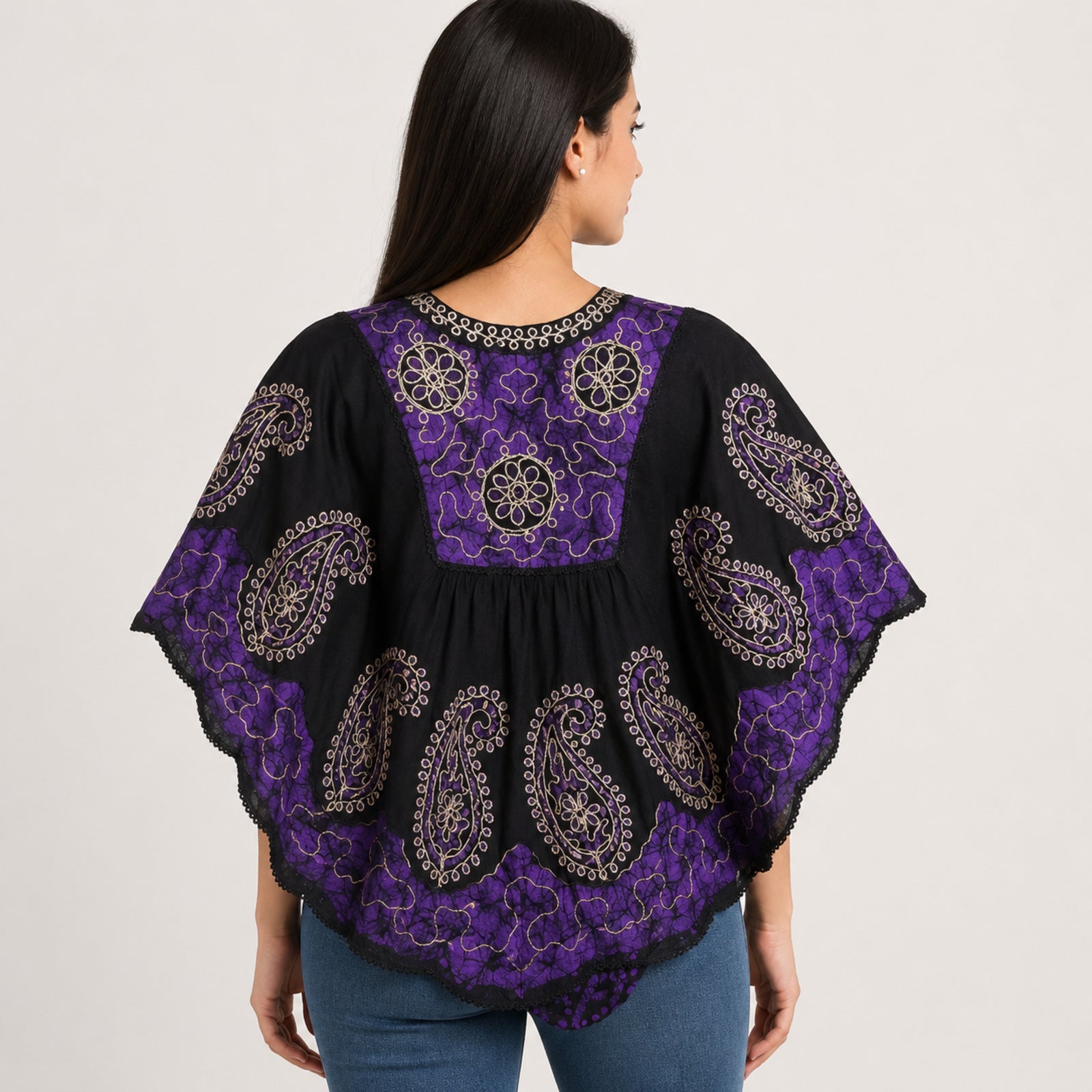 Women’s Black Paisley Print Kaftan Top-3