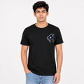 Men's Black Minimal Geometric Chest Print Crew Neck T-Shirt | Regular Fit Half Sleeve Casual Tee-1