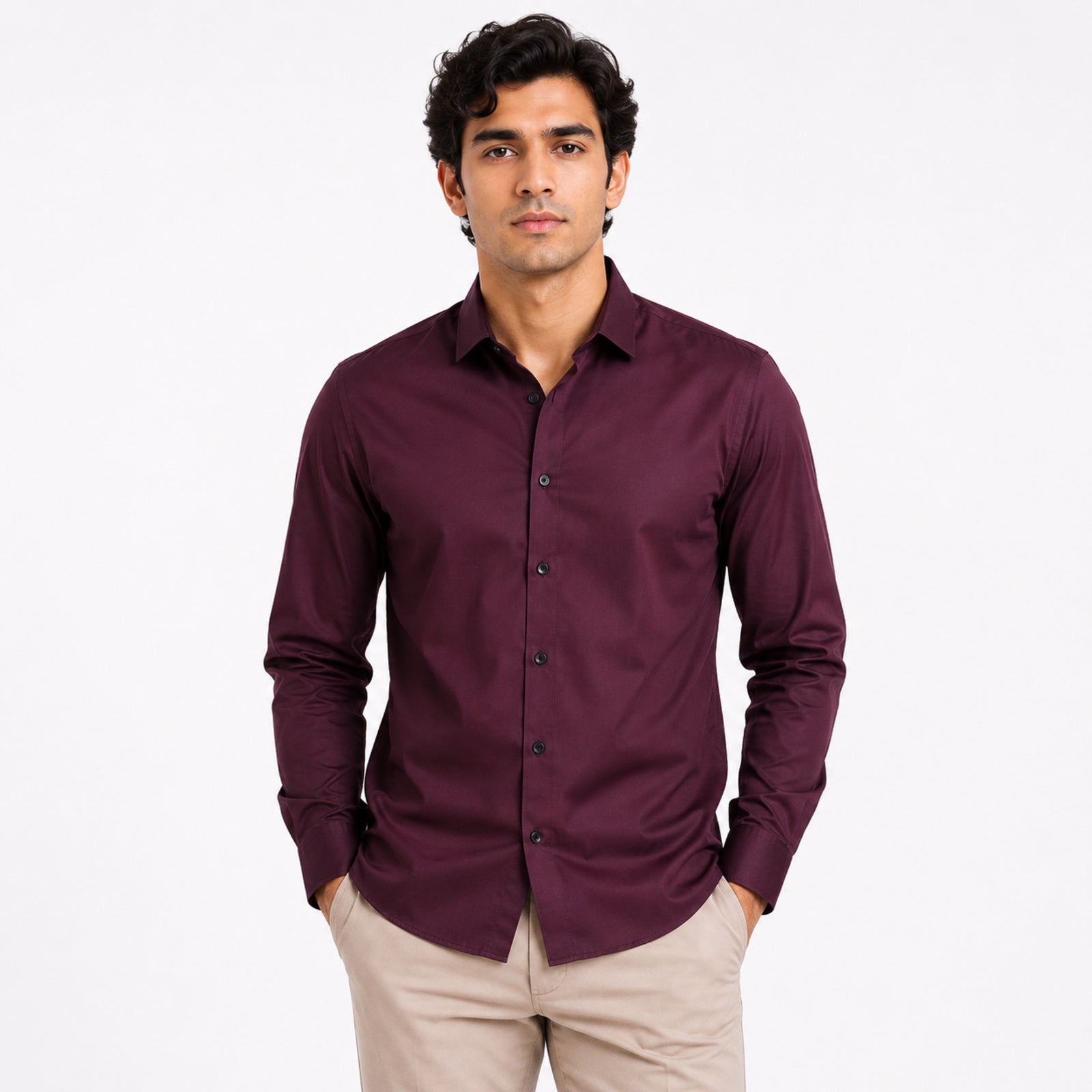 Men's Bordeaux Elegance Premium Maroon Formal Shirt-1