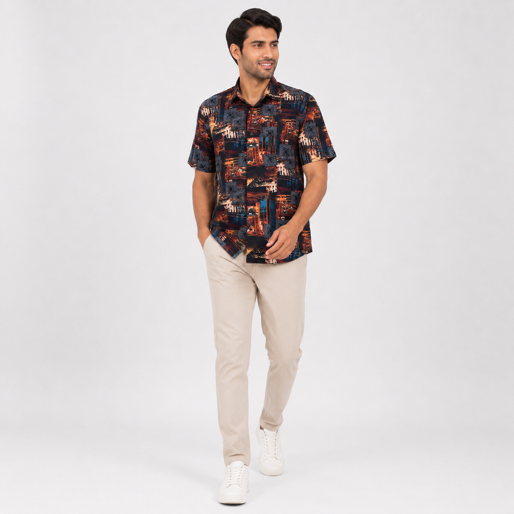 Men's Multicolor Abstract Printed Casual Shirt-2